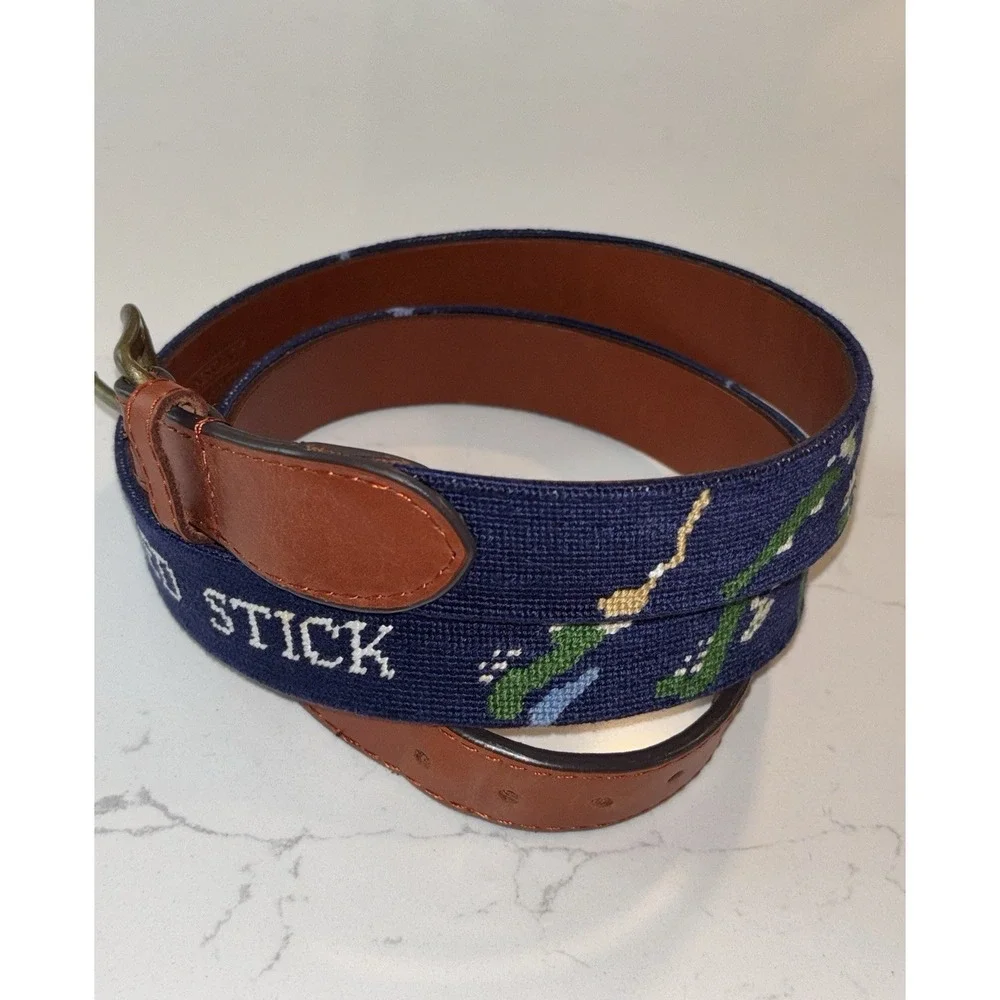 Smathers & Branson Crooked Stick Golf Needlepoint Belt Size 42 EUC